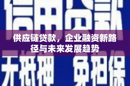 观音供应链贷款，企业融资新路径与未来发展趋势