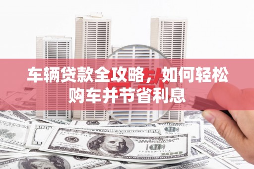 观音车辆贷款全攻略，如何轻松购车并节省利息
