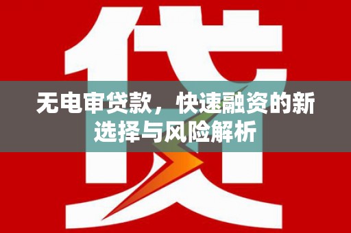 观音无电审贷款，快速融资的新选择与风险解析