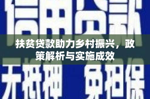 观音扶贫贷款助力乡村振兴，政策解析与实施成效