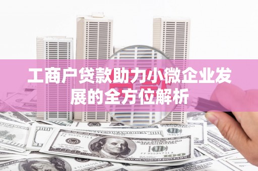 观音工商户贷款助力小微企业发展的全方位解析
