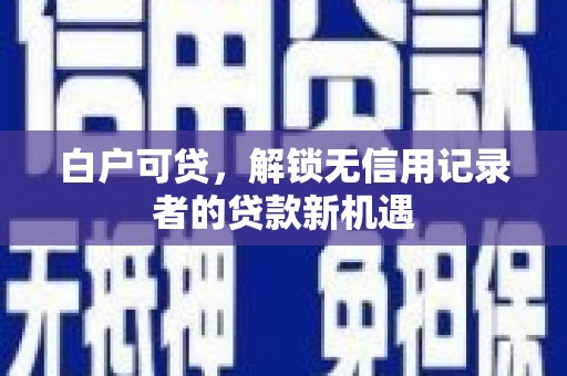 观音白户可贷，解锁无信用记录者的贷款新机遇