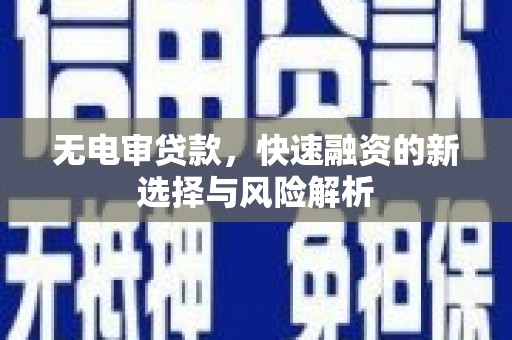 观音无电审贷款，快速融资的新选择与风险解析
