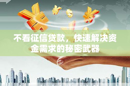观音不看征信贷款，快速解决资金需求的秘密武器
