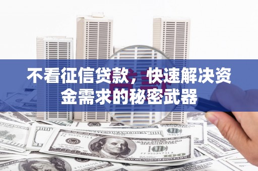 观音不看征信贷款，快速解决资金需求的秘密武器