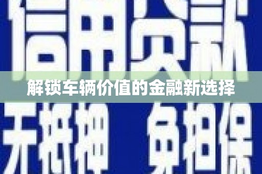 观音解锁车辆价值的金融新选择