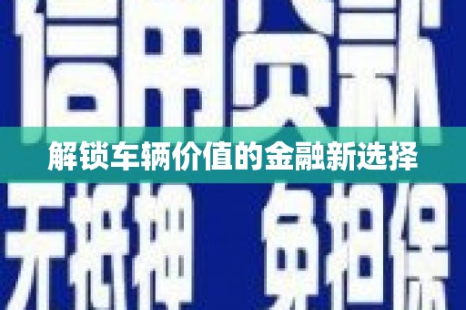 观音解锁车辆价值的金融新选择