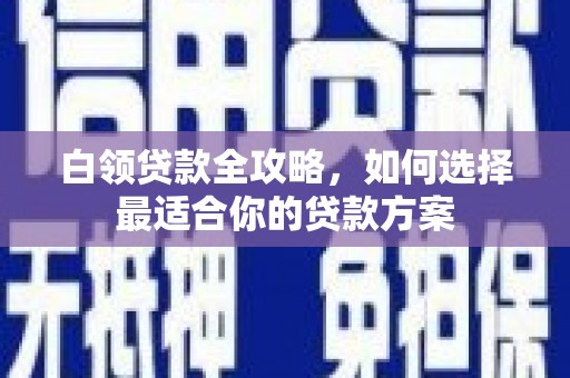 观音白领贷款全攻略，如何选择最适合你的贷款方案